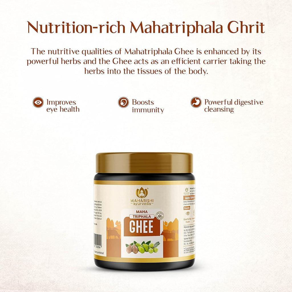 Maharishi Ayurveda Triphala Ghrit | Good for eye health | Improves gut health | Brain-boosting Ghee | Builds immunity | Made with potent herbs | No side effects 100 gms