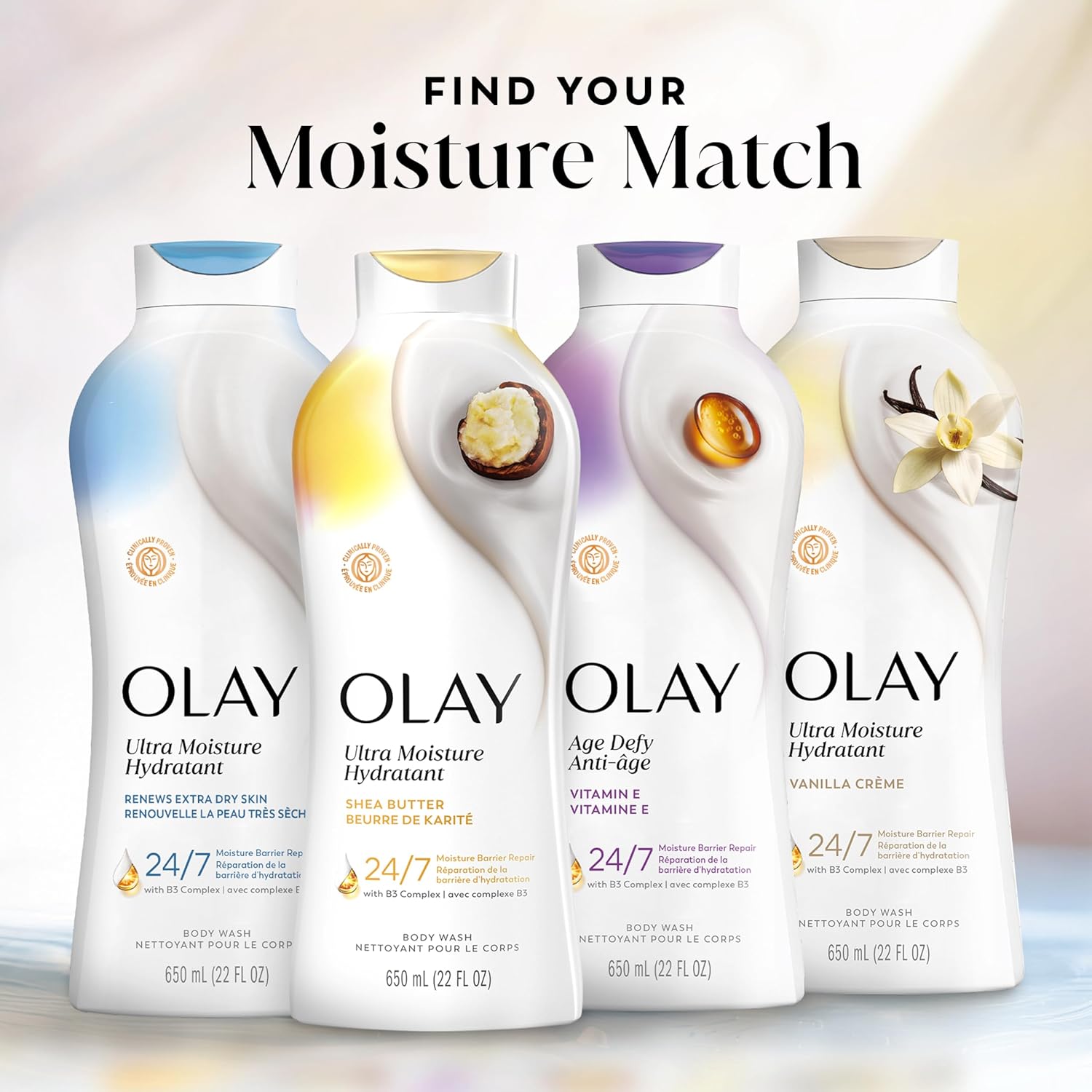 Olay Body Wash for Women, Ultra Moisture, 24hr Moisturizing, Hydrating & Refreshing, B3 Vitamin Complex, Free of Parabens & Phthalates, For All Skin Types, Shea Butter Scent, 650ml