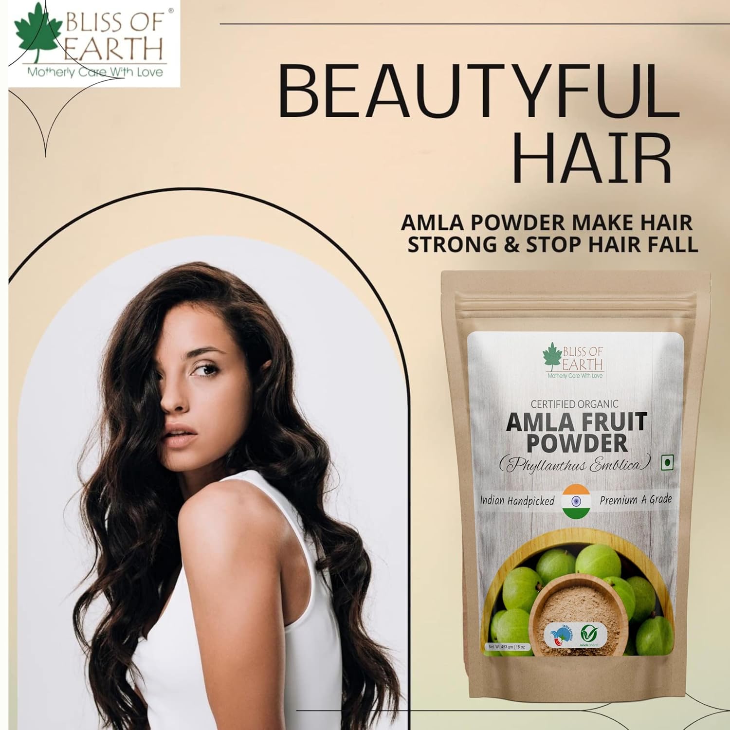 Bliss of Earth Amla Powder 453GM Organic For Eating Drinking & Hair Growth Pack of 2