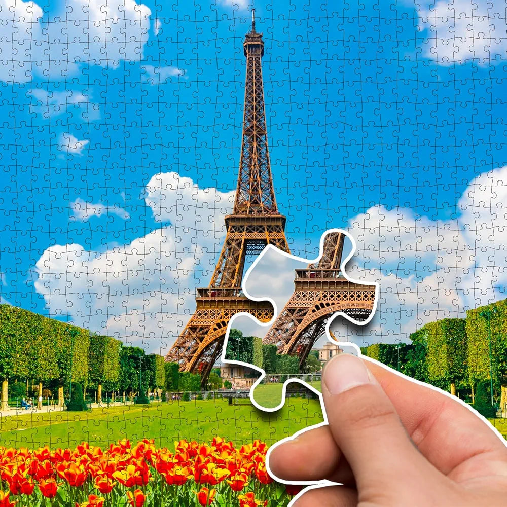 Hello Friend Eiffel Tower Jigsaw Puzzle for Adults and Kids 1000 Piece Puzzle Travel & Landmark