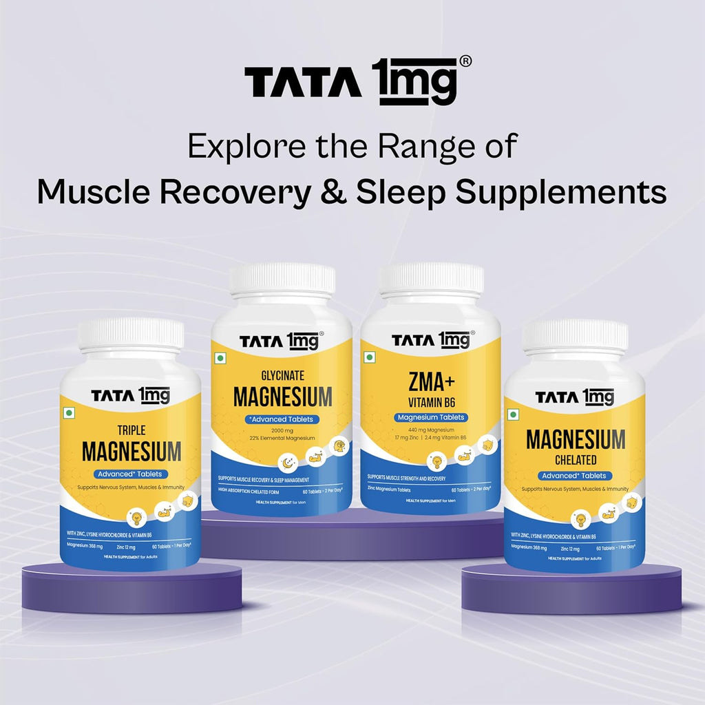 Tata 1mg Triple Magnesium Tablets | Magnesium Complex Supplement| Muscle Relaxant, Sleep and Strength