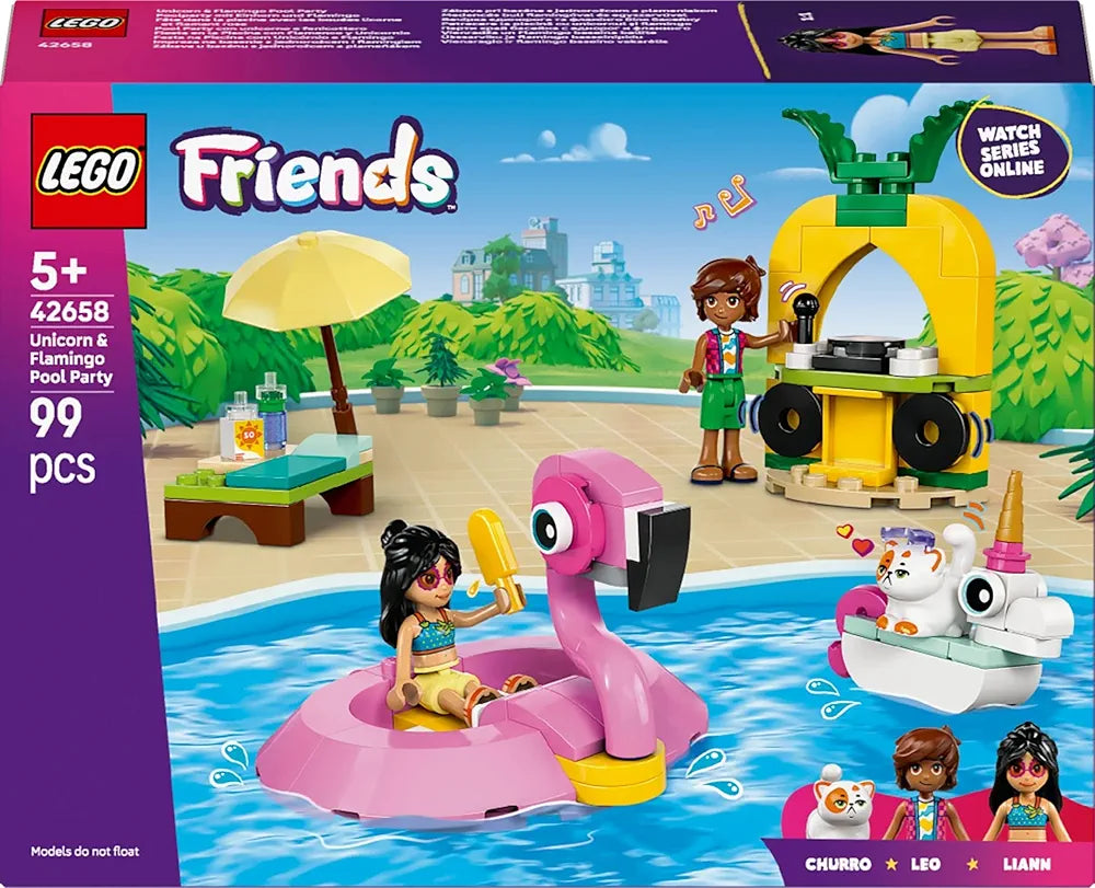 Lego Friends Unicorn & Flamingo Pool Party Toy Building Set 42658 Building Blocks Toys for 5+ Gift for Boys and Girls