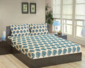 Trance Home Linen 200TC 100% Cotton 78"x36" Single Size Elastic Fitted Bedsheet Printed with 1 Pillow Cover Colour Damask Blue