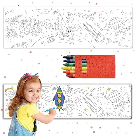 Popcorn Games & Puzzles Kid 1 Metre Reusable Colouring Rolls & Stickers with Crayons Featuring Under The Sea