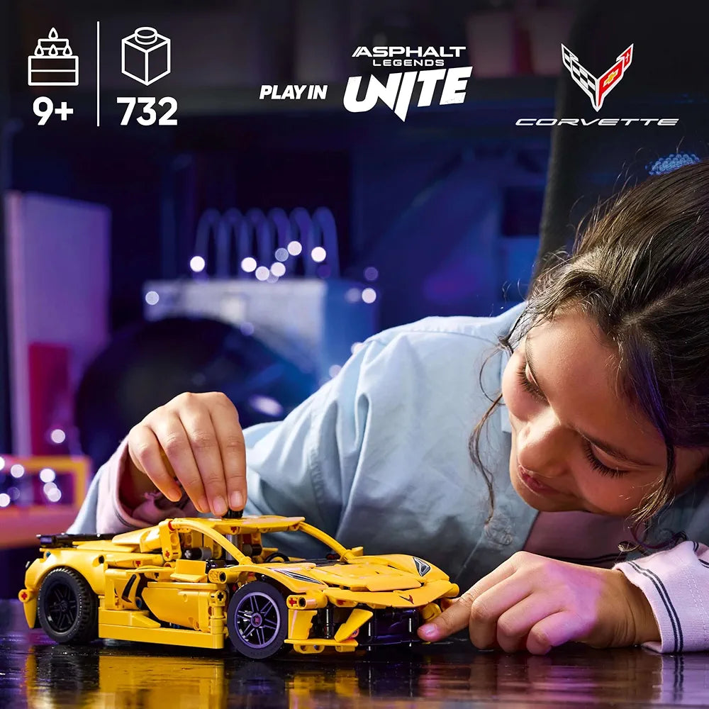 Lego Technic Chevrolet Corvette Stingray Car Model Kit Vehicle Toy 42205 Building Blocks Toys for 9+ Gift for Boys and Girls