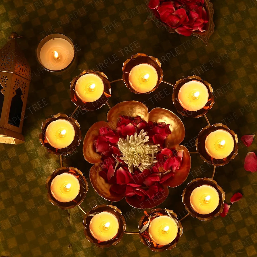 The Purple Tree Beautiful Handcrafted Rangoli Urli Bowl for Floating Flowers and Tea Light Candles Rangoli Urli