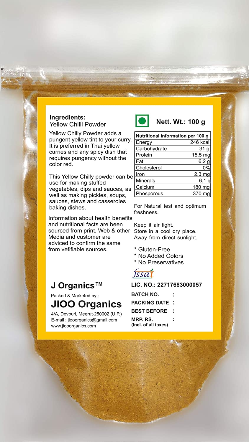Jioo Organic Yellow Chilly Powder - 100 gms