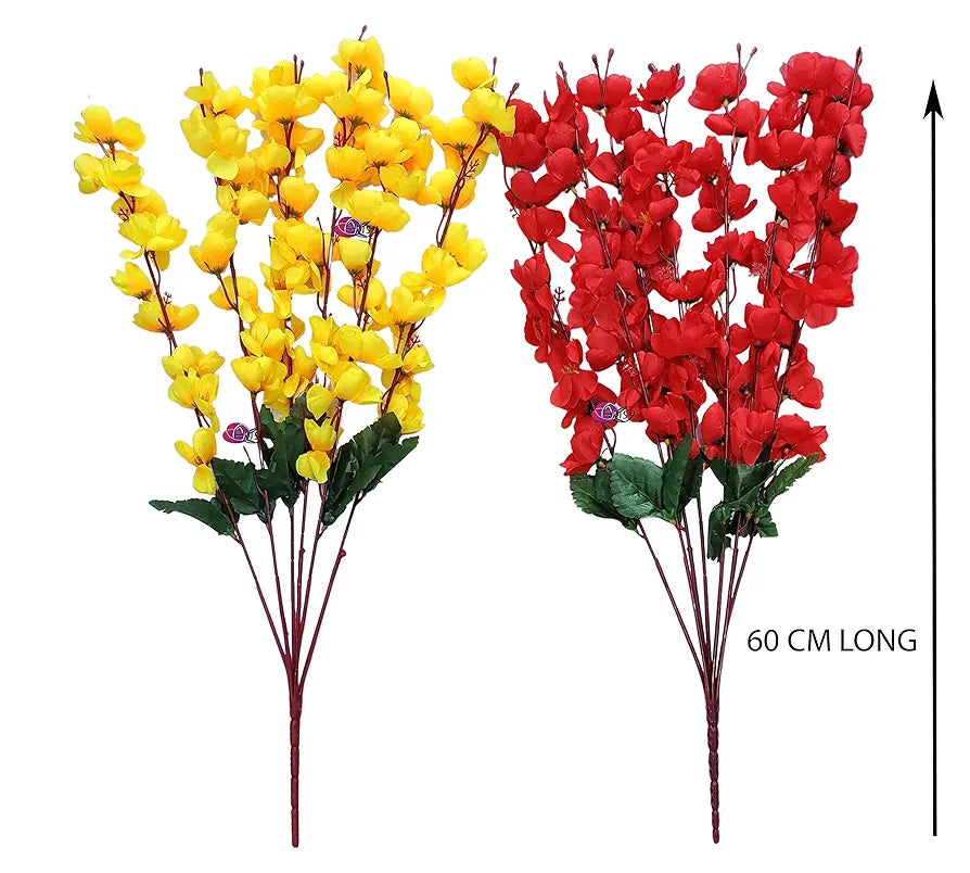 Artificial Flowers Bunch for Decoration Cherry Blossom Without vase Yellow Red