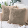 Luxe Home Cushion Cover Duble Side Rabbit Fur Plain Design Covers Set of 2 for Sofa Colour Taupe