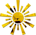 Bikri Kendra Sun Golden Model-8 Mirror Stickers for Wall, Acrylic Mirror Wall Decor Sticker