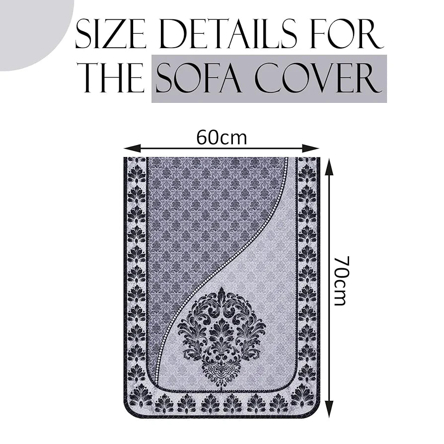 Kuber Industries Set of 4 Net Durable 2 Seater Sofa Covers Floral Print Black & Grey