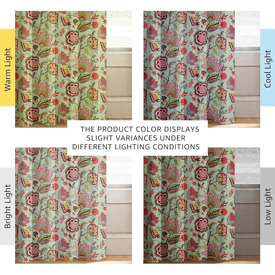 Cloth Fusion Blackout Printed Premium Door Curtains 7 Feet Long Set of 2 Blue Garden