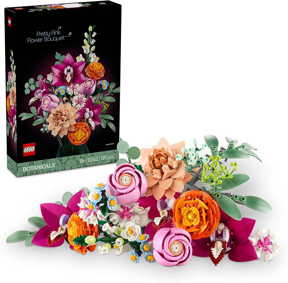Lego Botanicals Pretty Pink Flower Bouquet Floral Decor 10342 Building Blocks for 18+ Gift