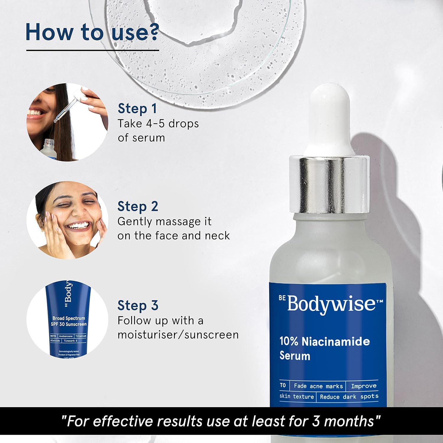 Be Bodywise 10% Niacinamide with 1% Zinc PCA for Acne & Dark Spots Fragrance-Free Made Safe Daily Anti Acne Face Serum for Acne Prone or Oily Skin (30ml)
