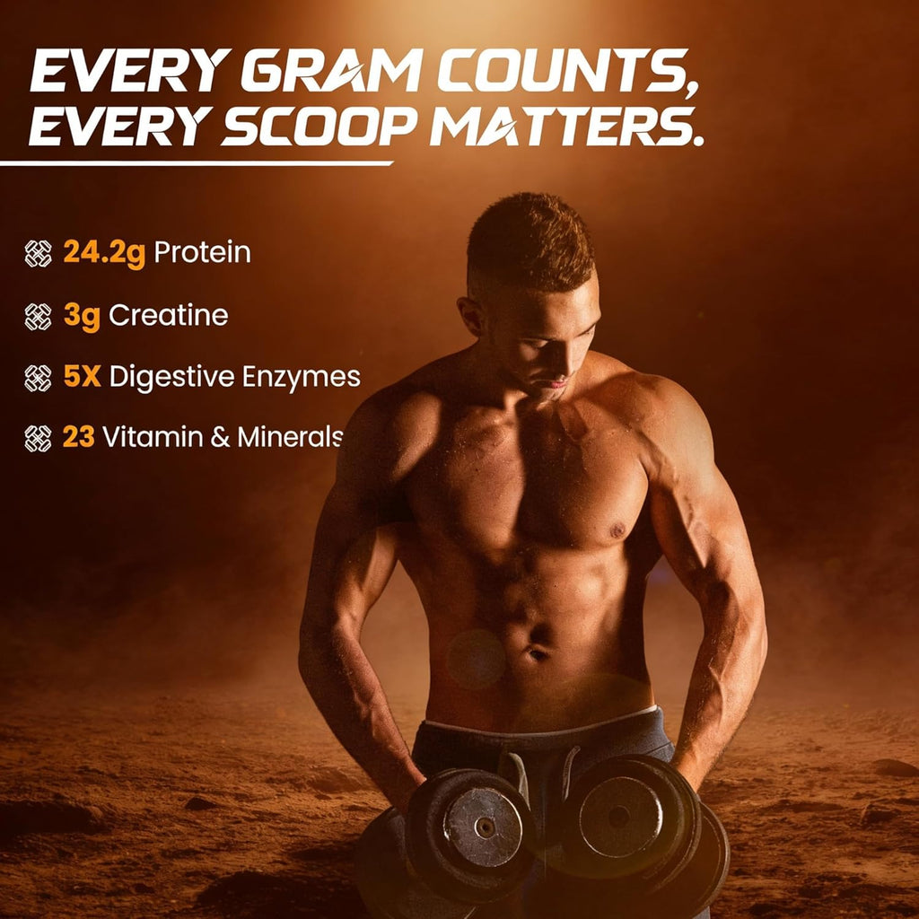 OSOAA Impact Whey Protein 1kg- Belgian Chocolate | Isolate & Concentrate | 24g Protein & 3g Creatine with 5X Digestive Enzymes | Trustified Certified & NABL Lab Tested