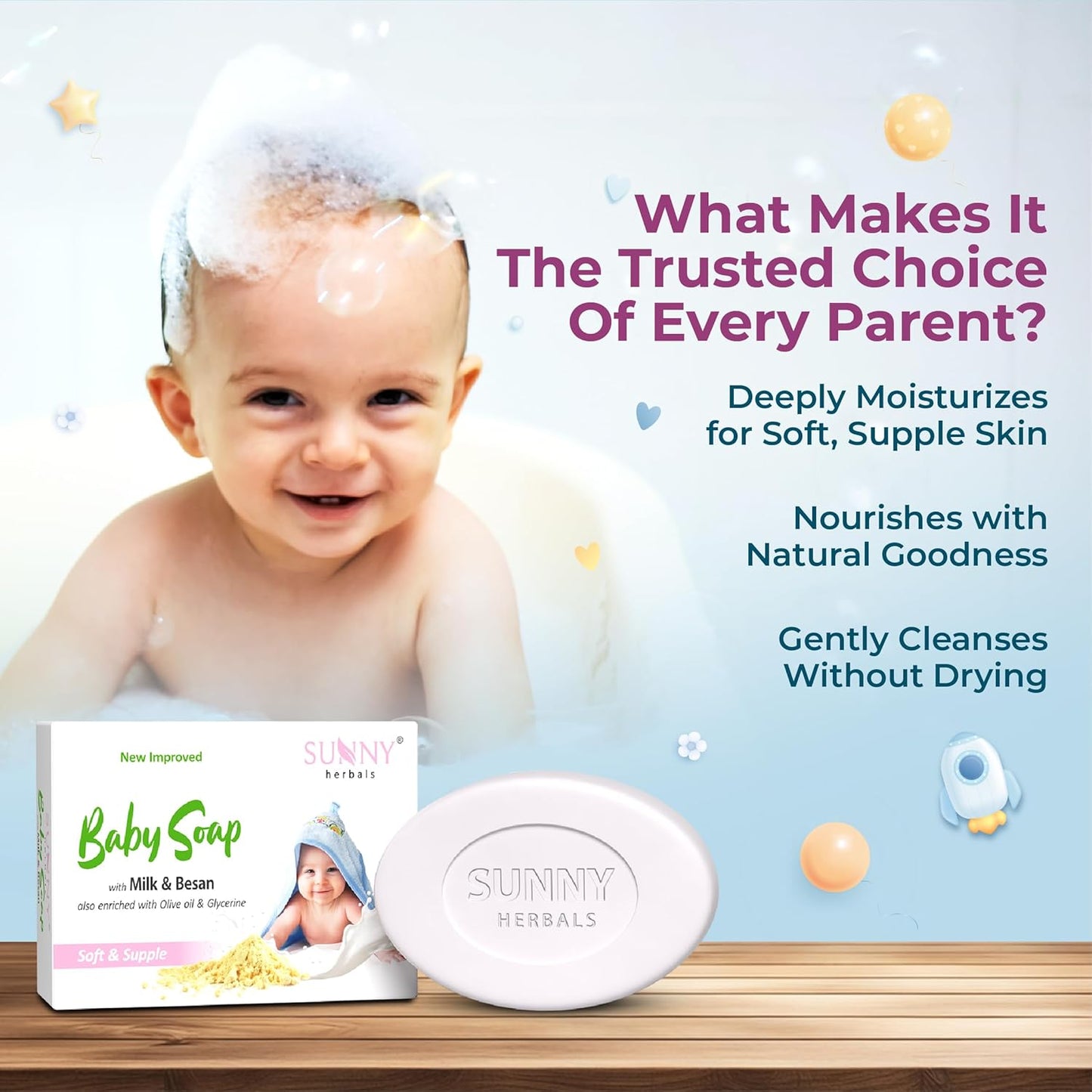 Sunny Herbals Baby Care Soap - 75 gms (Pack of 4)
