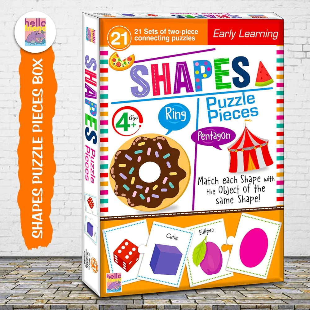 Hello Friend Shapes Jigsaw Puzzle Connecting 2-Piece  for Kids, Childrens and Toddlers Early Learning Educational