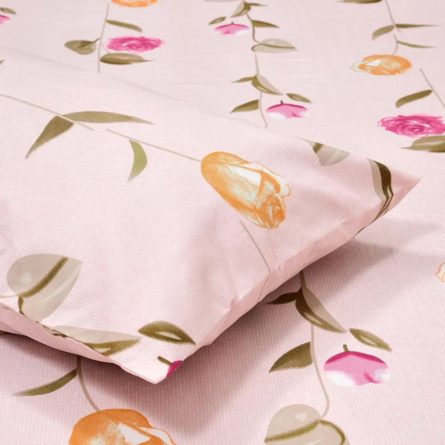 Dreamscape Microfiber Wrinkle & Fade Resistant Double Bedsheet with 2 Pillow Covers Blush Pnk