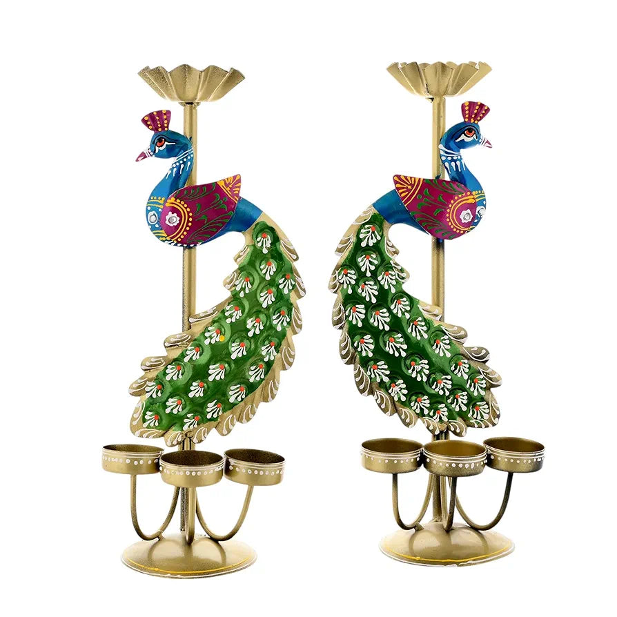 Elegant Metal Peacock Candle Holder Intricate Design Tealight Candle Holders Handpainted Tealight Candle Holder
