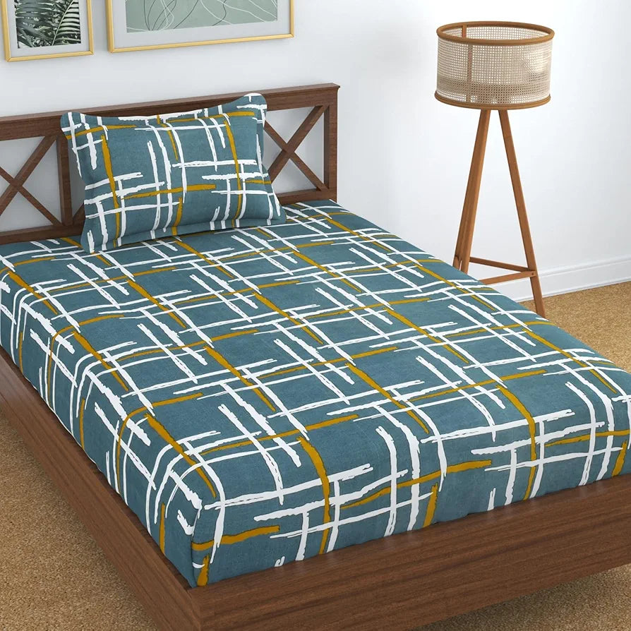 Homefab India 180 TC Microfiber Single BedSheet with 1 Pillow Cover Green