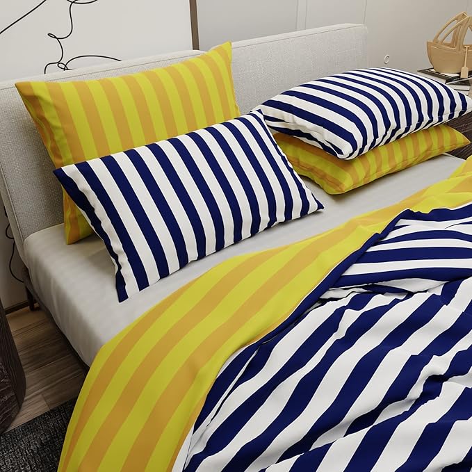Stoa Paris Vogue Microfibre Comforter for King Size Bed Sets with 4 Pillow Covers Colour Morning Sail Canopée
