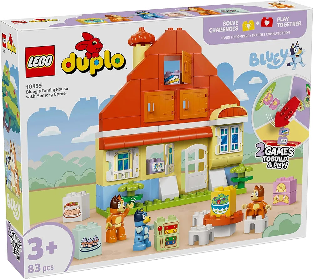 LEGO Duplo Bluey: Bluey’s Family House with Memory Game Interactive Toy 10459 Building Toy for 3+ Age Boys and Girls