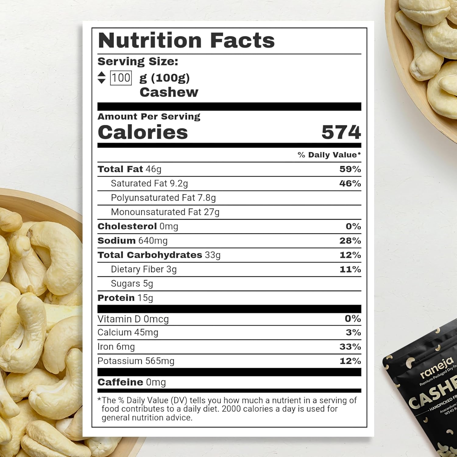 Raneja Premium Cashews (Grade W240) | 100% Natural Whole Kaju Healthy Snacks | Unsalted Cashew Nuts Crunchy, Nutritious & Delicious Nuts | Rich in Protein, Magnesium & Phosphorus