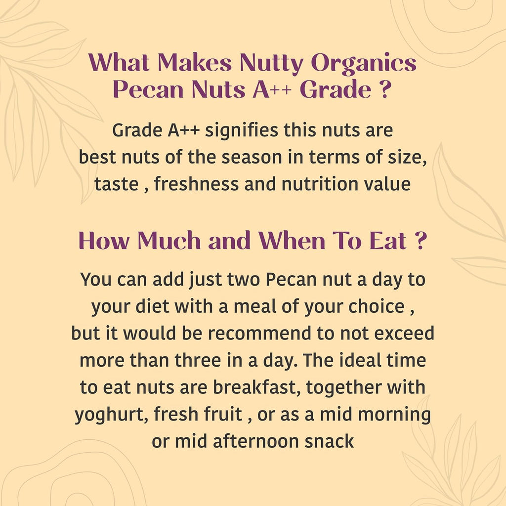 Nutty Organics Pecan Nuts Kernel 200g | Premium Shelled Pecan Nuts | Rich in Antioxidants & Healthy Fats | Natural Dry Fruits