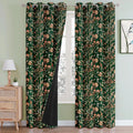Cloth Fusion Blackout Printed Premium Door Curtains 7 Feet Long Set of 2 Green Dream