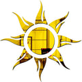 Bikri Kendra Sun Golden Mirror Stickers for Wall, Acrylic Mirror Wall Decor Sticker Model 3