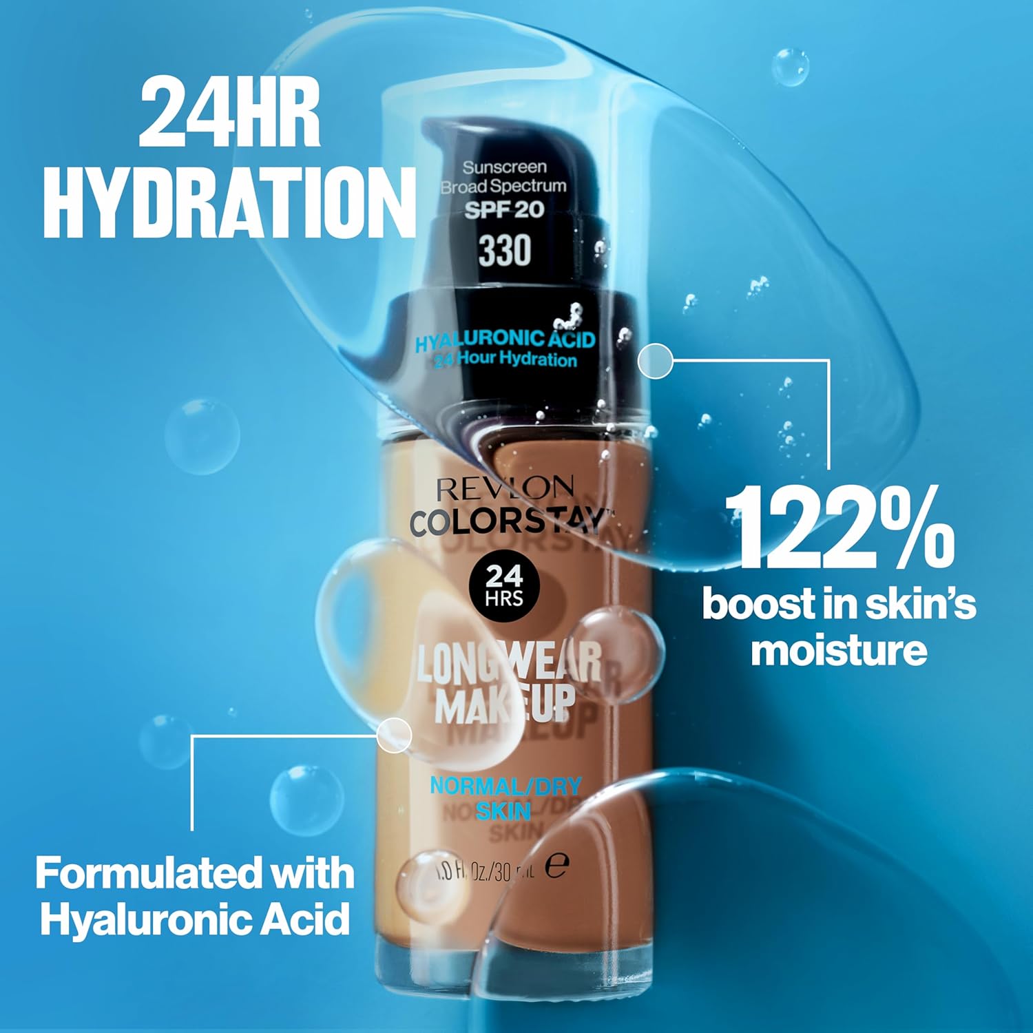 Revlon Liquid Foundation, ColorStay Face Makeup for Normal & Dry Skin, SPF 20, Longwear Medium-Full Coverage with Natural Finish, 250 Fresh Beige, 30 ml