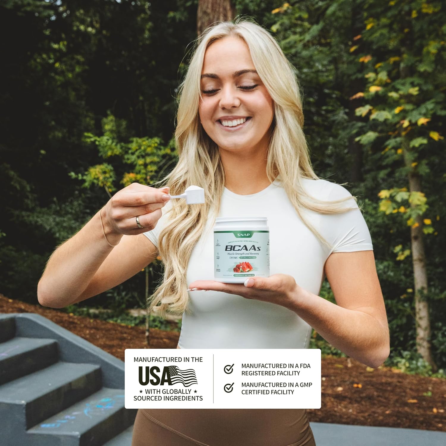 Snap Supplements BCAA Powder - 5g Vegan Branched Chain Amino Acids (2:1:1 Leucine Isoleucine Valine) + Essential Amino Acids with Nitric Oxide Booster, 30 Servings, Pomegranate Watermelon