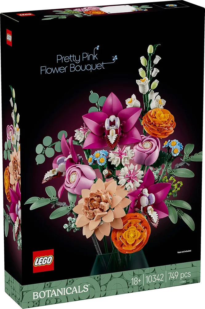 Lego Botanicals Pretty Pink Flower Bouquet Floral Decor 10342 Building Blocks for 18+ Gift
