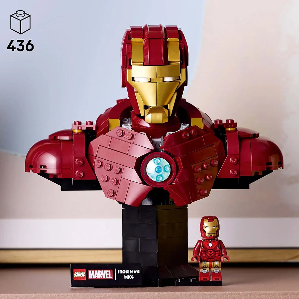 Lego Marvel Iron Man MK4 Bust Buildable Model for Adults with Minifigure 76327 Building Blocks for 18+ Gift