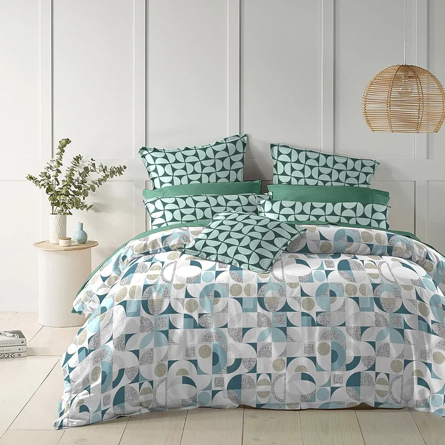The Home Style Cotton Elastic Fitted All Around Printed King Size Double Bed Bedsheet wih 2 Pillow Cover Silver Chalice