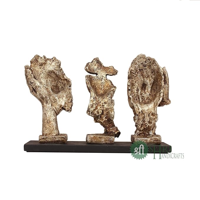 Indicast Porcelain Modern Human Faces Statue Table Desk Decor 8 Inch Handcrafted Decorative Showpiece | Silver