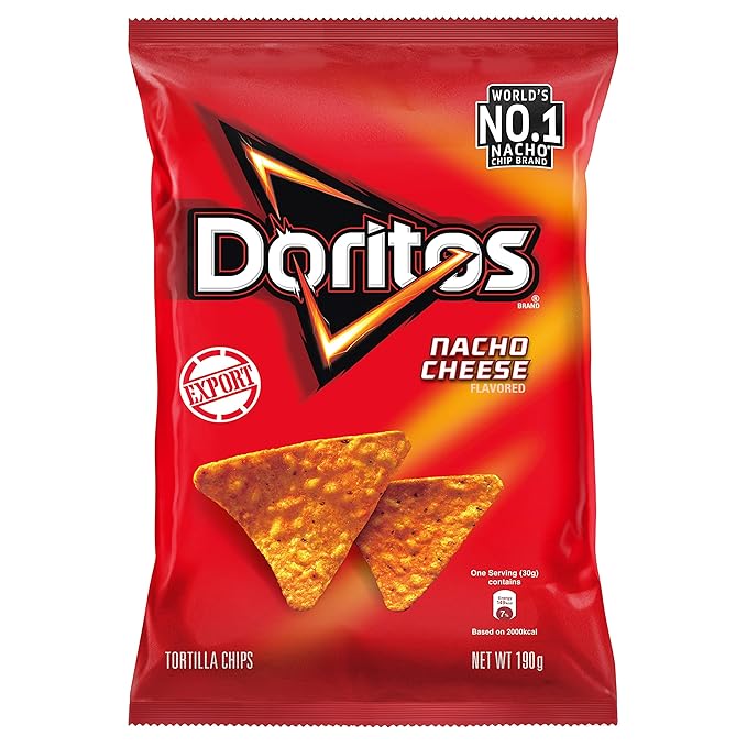 Doritos Frito Lay Nacho Cheese Flavored Tortilla Chips - 190 gms