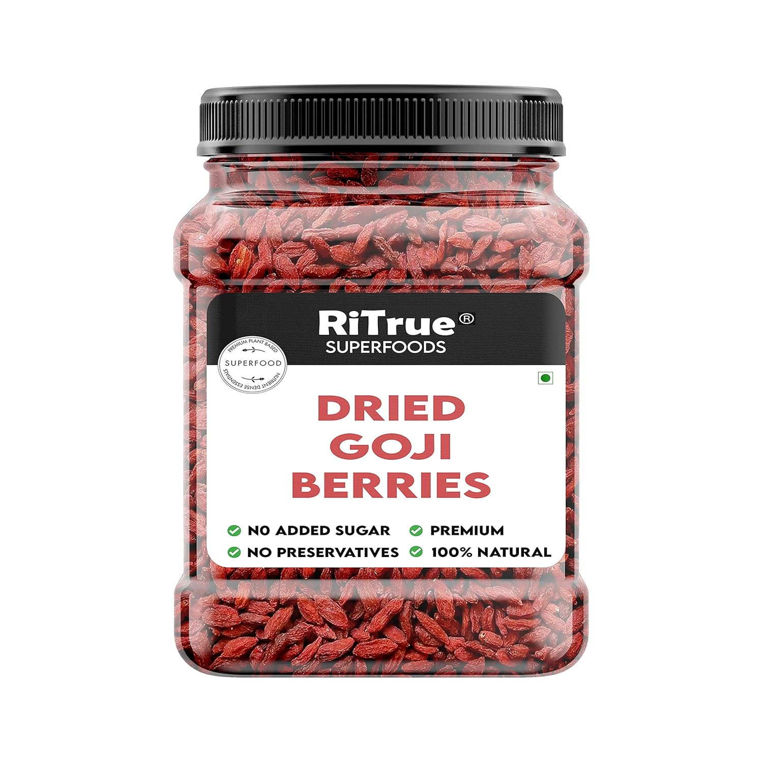 RiTrue Organic Dried Goji Berries without Sugar - 200 Gm - Unsweetened Goji Berry Dry Fruits