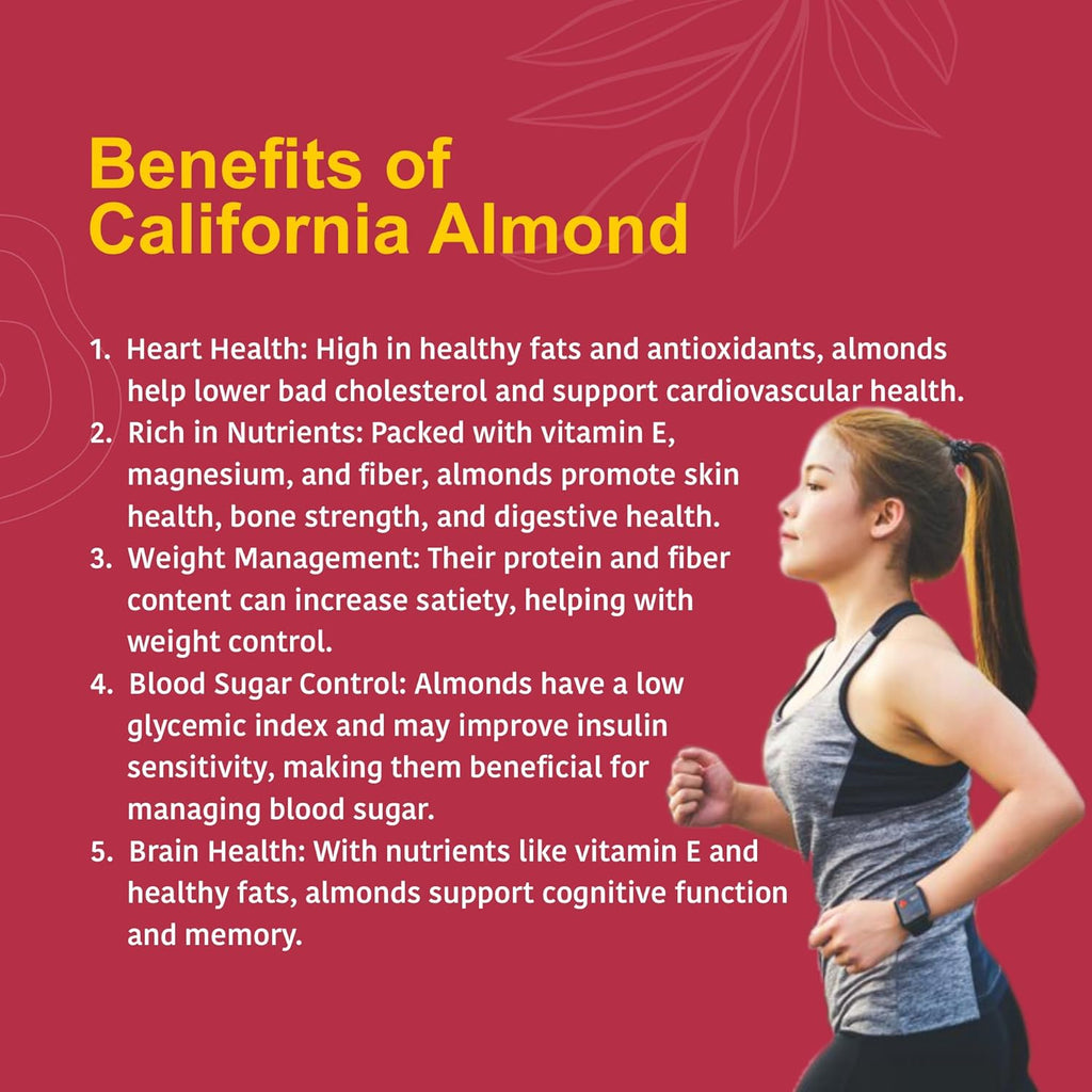 Nutty Organics California Almonds| Hand Selected Jumbo | Tasty & Healthy | High in Protein & Dietary Fiber | Nutritious | Healthy Dry Fruit