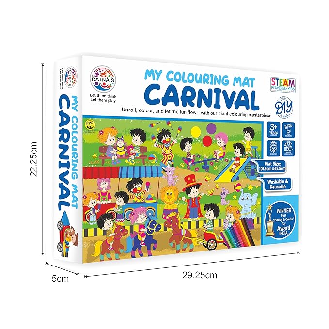 Ratna's My Coloring Mat Carnival Printed Mat Washable & Reusable Colouring Kit for Kids 3+ Years