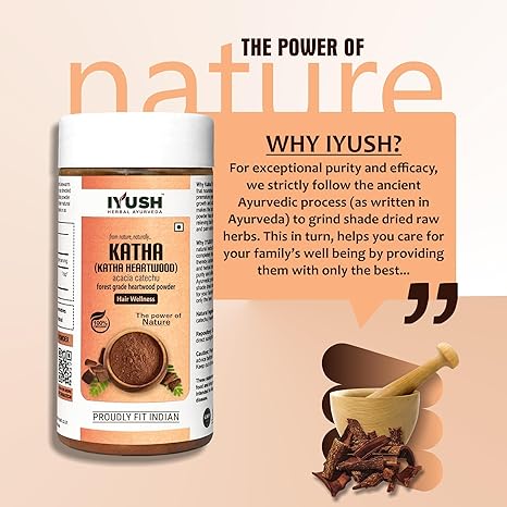 Iyush Herbal Ayurveda Organic Katha Powder for Hair Colour - 150 gms