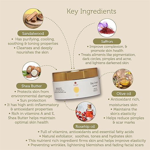 TVAM Skin Hydration Day Cream Sandalwood and Olive - 50 gms
