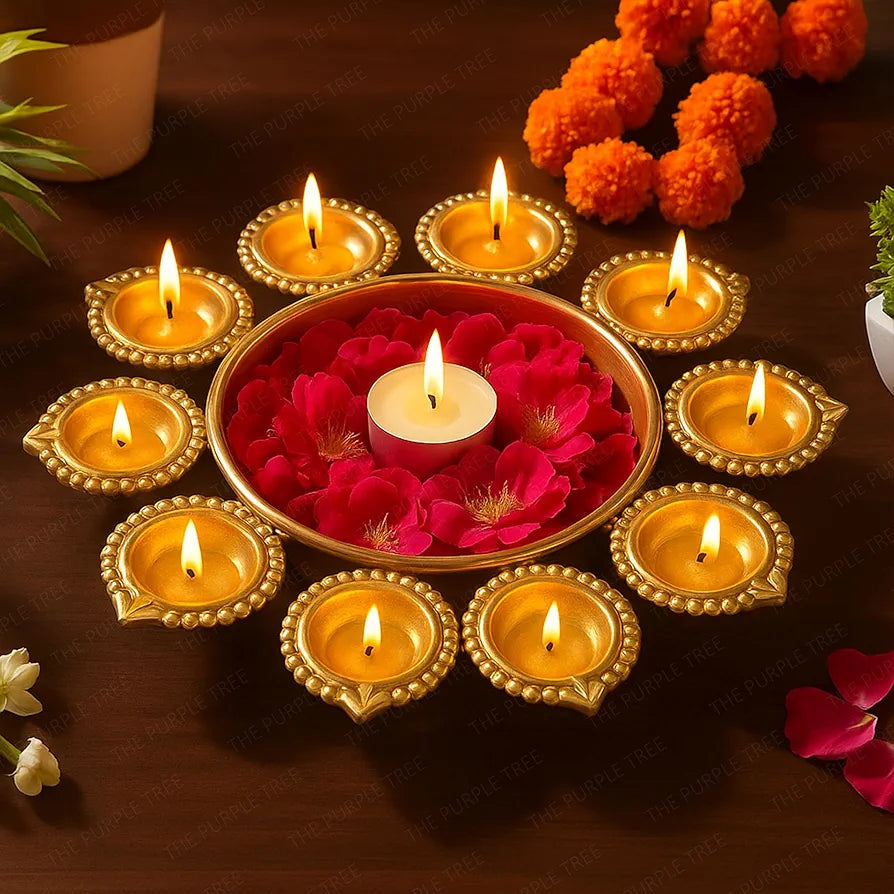 The Purple Tree Diya Urli Bowl for Water Flowers & Candles