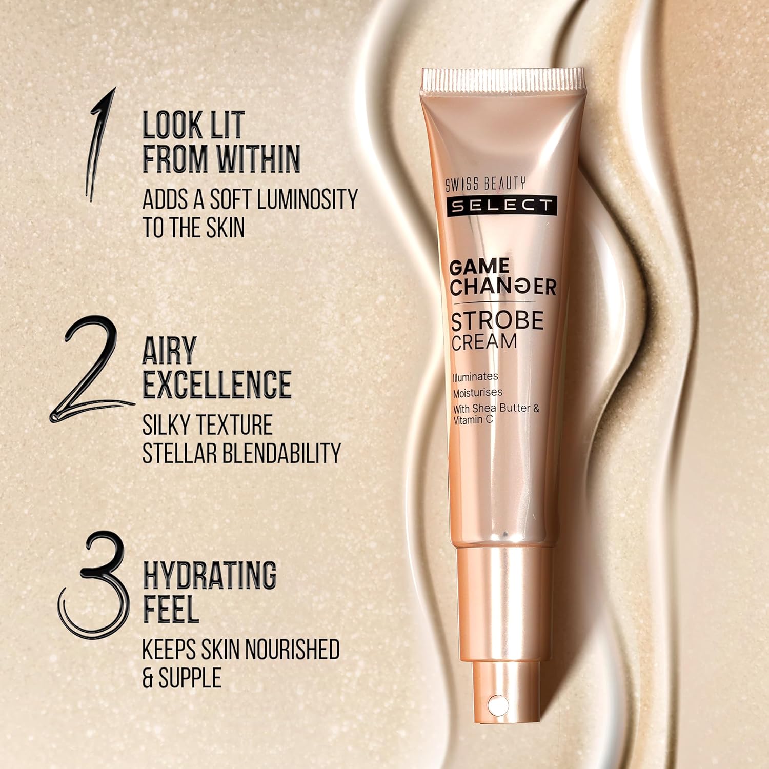 Swiss Beauty Select Game Changer Strobe Cream Enriched With Shea Butter & Vitamin C | Shade- Pink Sheen, 35gm