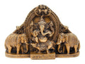 Chhariya Crafts Metal Wall Hanging Ganesha Idol with Elephant Pair Decorative Showpiece