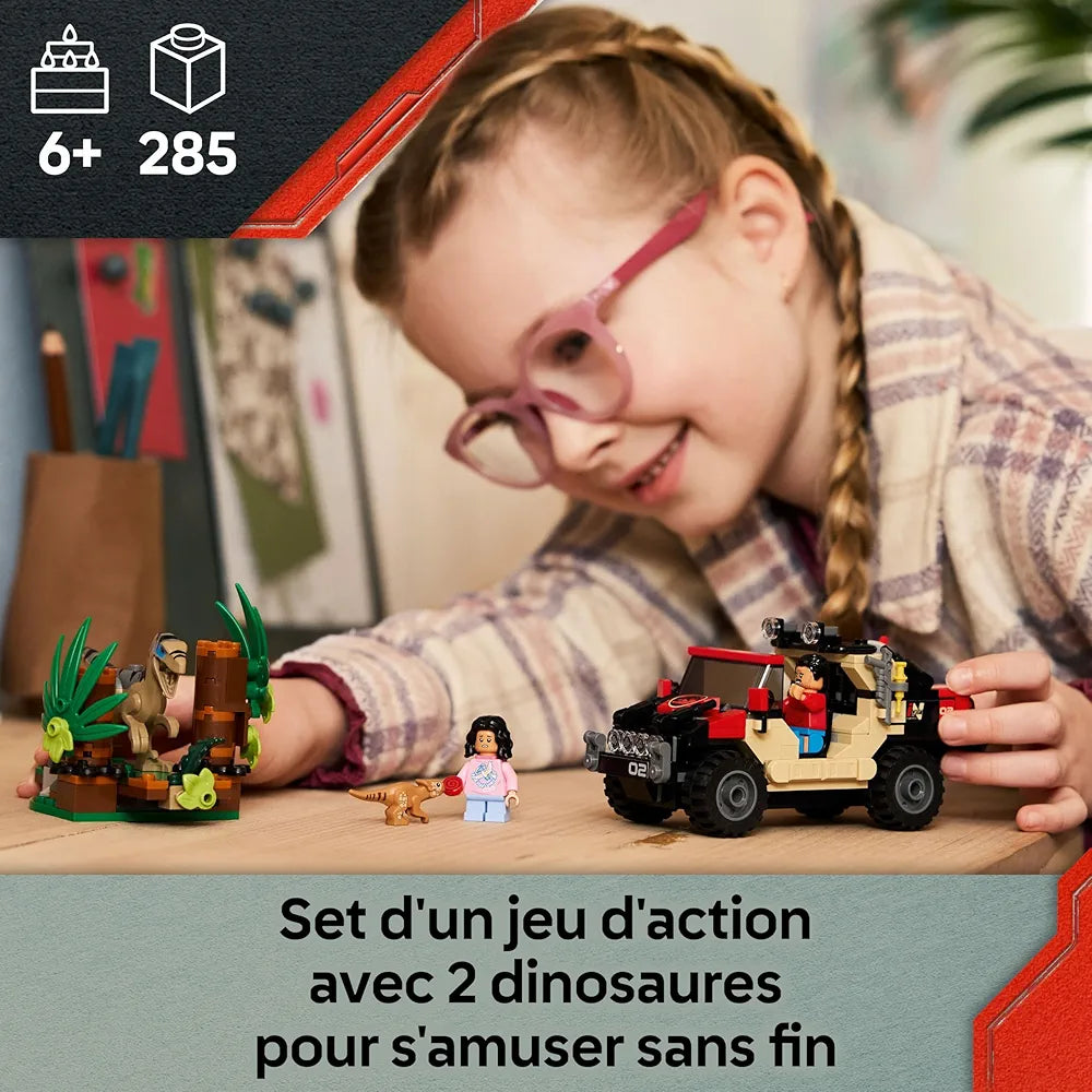 Lego Jurassic World Raptor Off-Road Escape Velociraptor Toy Dinosaur 76972 Building Blocks Toys for 6+ Gift for Boys and Girls