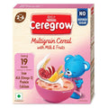 CEREGROW Multigrain Cereal with Milk & Fruits, NO Refined Sugar, from 2-6 Years, with Iron, Protein, Calcium, Omega 3, Instant Cereal, 300g, Bag-in-Box Pack