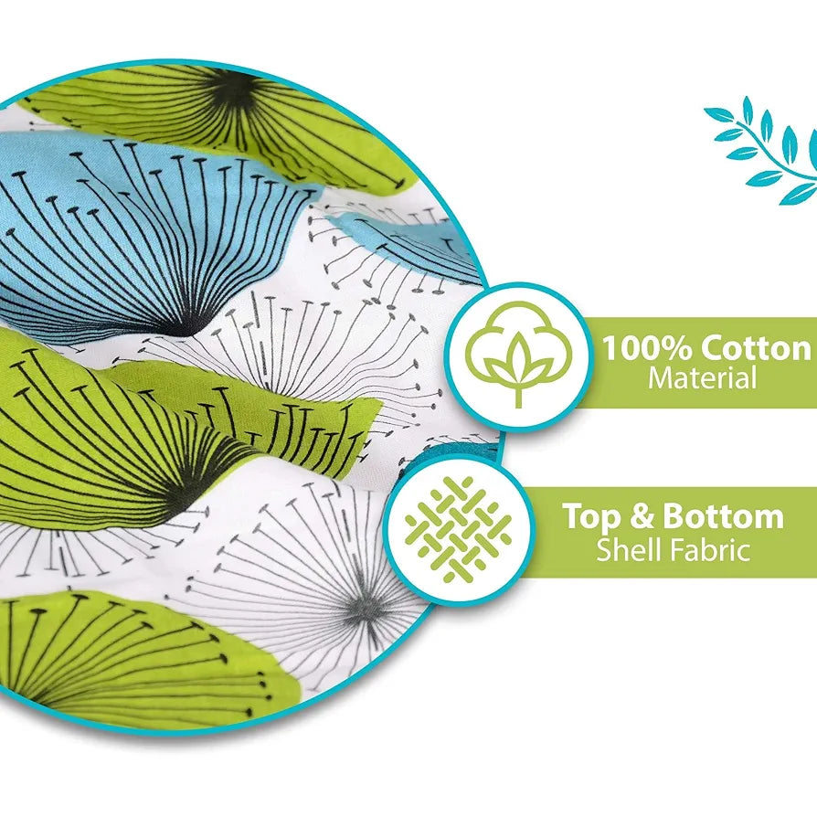 Divine Casa Floret 100% Cotton Double Dohar 120 GSM Soft & Lightweight Throw Blanket Colour Aqua