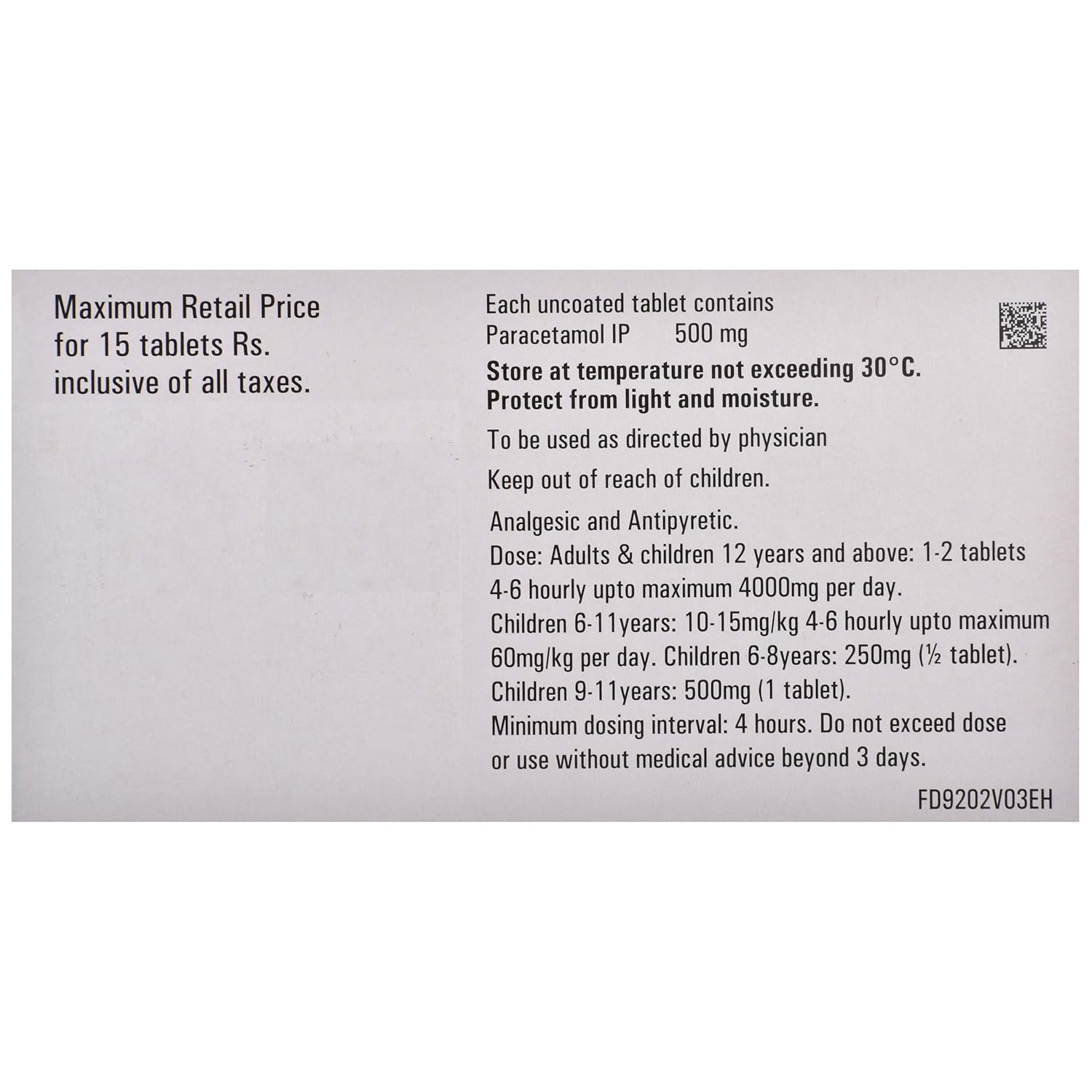 Calpol 500 - Strip of 15 Tablets