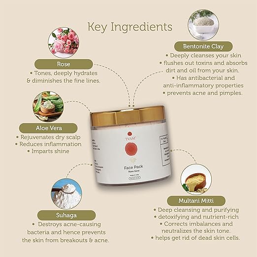 TVAM Face Pack Rose Glow Suitable for Sensitive - 100 gms
